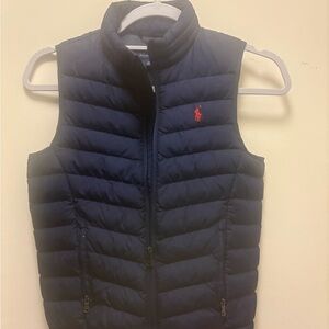 Polo Ralph Lauren Youth Boys Down Vest‎ Size 7 Blue Full Zip Red Pony